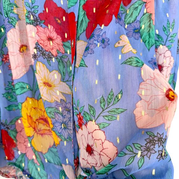 NEW NWOT Figueroa Fig & Flower Anthropologie Sparkly Blouse Shirt Top Tropical - Picture 7 of 9